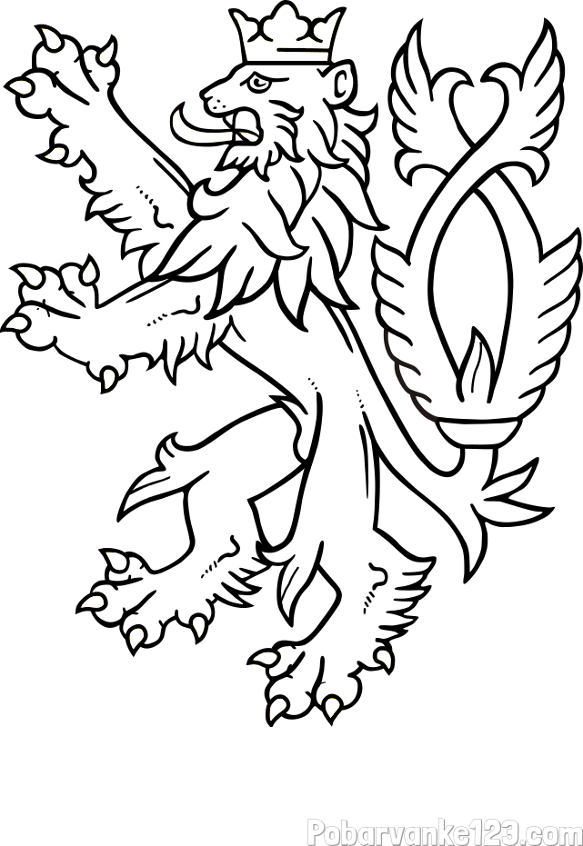 Pobarvanka abstraktno upodobljenega leva s krono