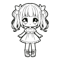 Pobarvanka anime punčke