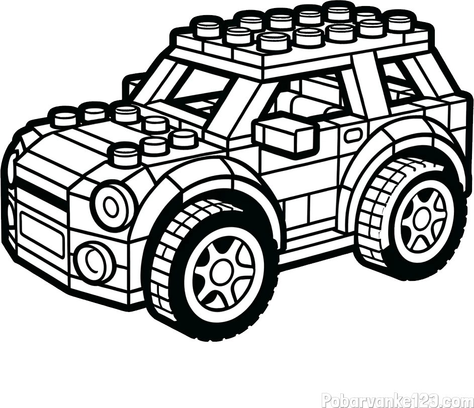 Pobarvanka avtomobila sestavljenega iz LEGO kock