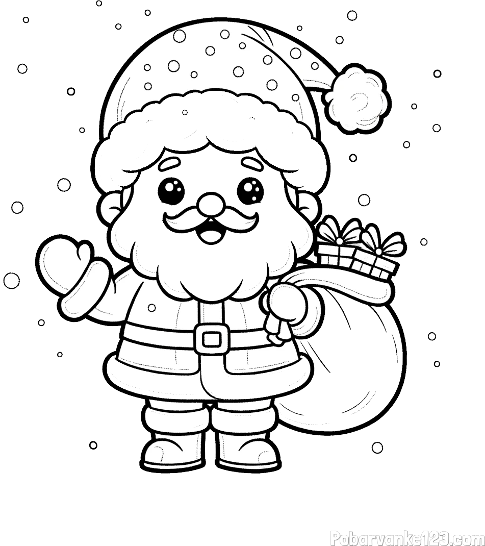 Pobarvanka Božička s polno vrečo daril