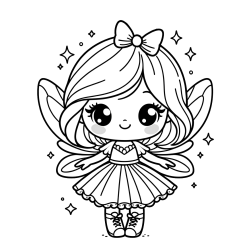 Pobarvanka čarobne vile z ljubkim obrazom