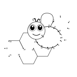 Pobarvanka čebelice in satja - poveži številke