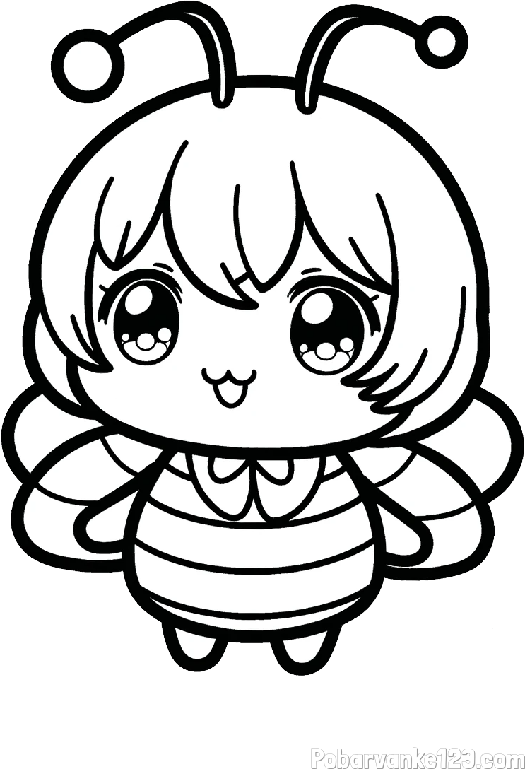 Pobarvanka čebelice v stilu anime