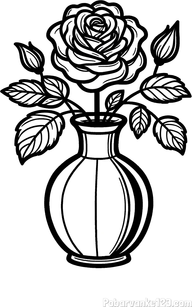 Pobarvanka čudovite vrtnice v vazi