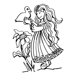 Pobarvanka deklice in račke