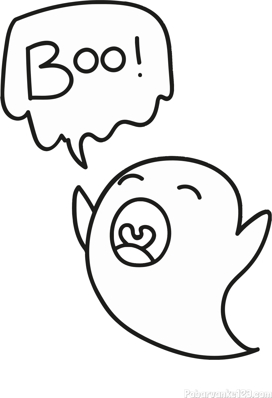 Pobarvanka duhca z napisom Boo!