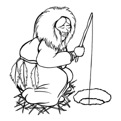 Pobarvanka eskima med ribolovom