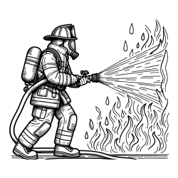 Pobarvanka gasilca pri gašenju požara