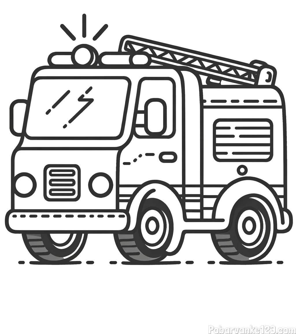 Pobarvanka gasilskega avta z vklopljeno sireno