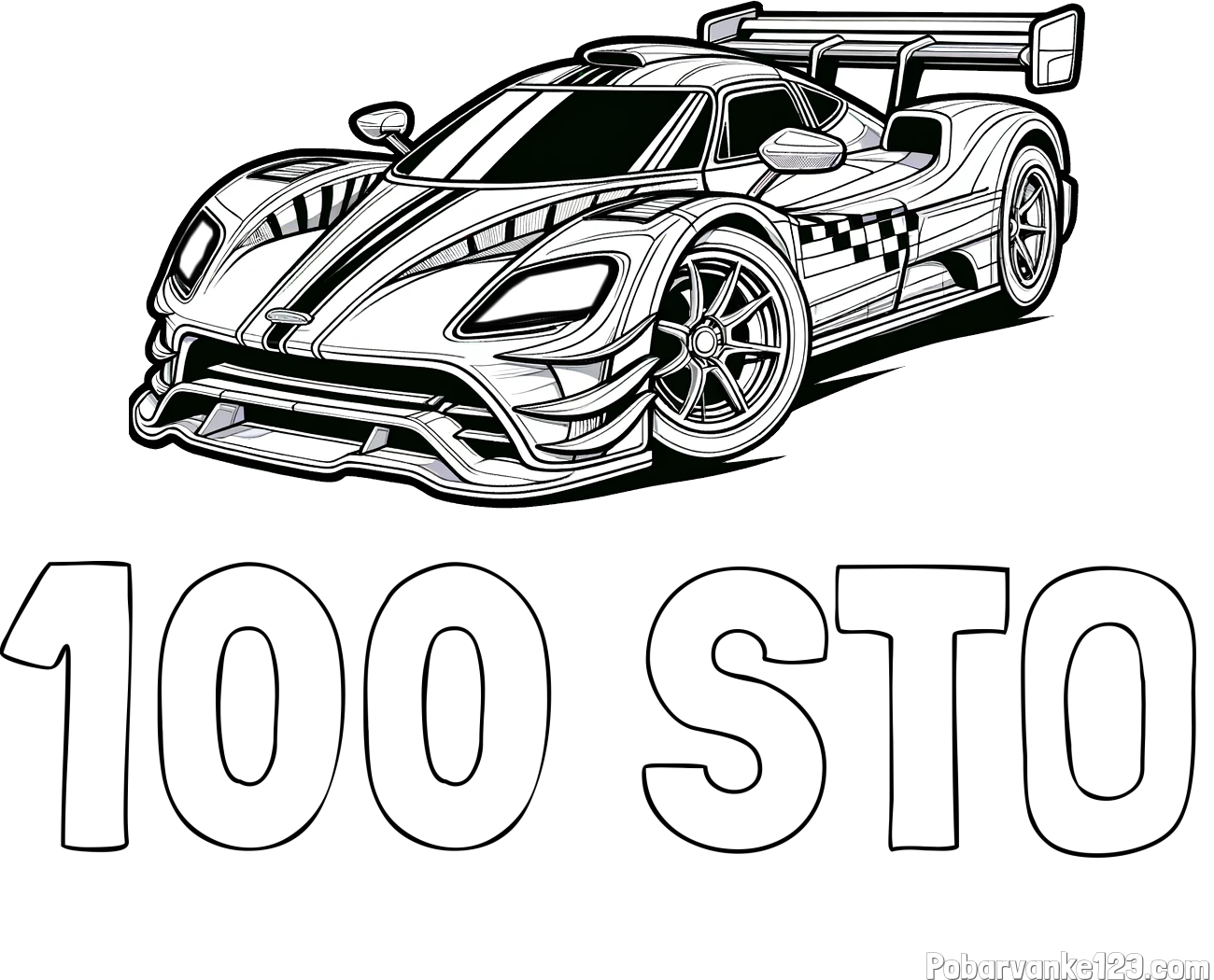 Pobarvanka imena 100 STO in pobarvanka modernega športnega avtomobila