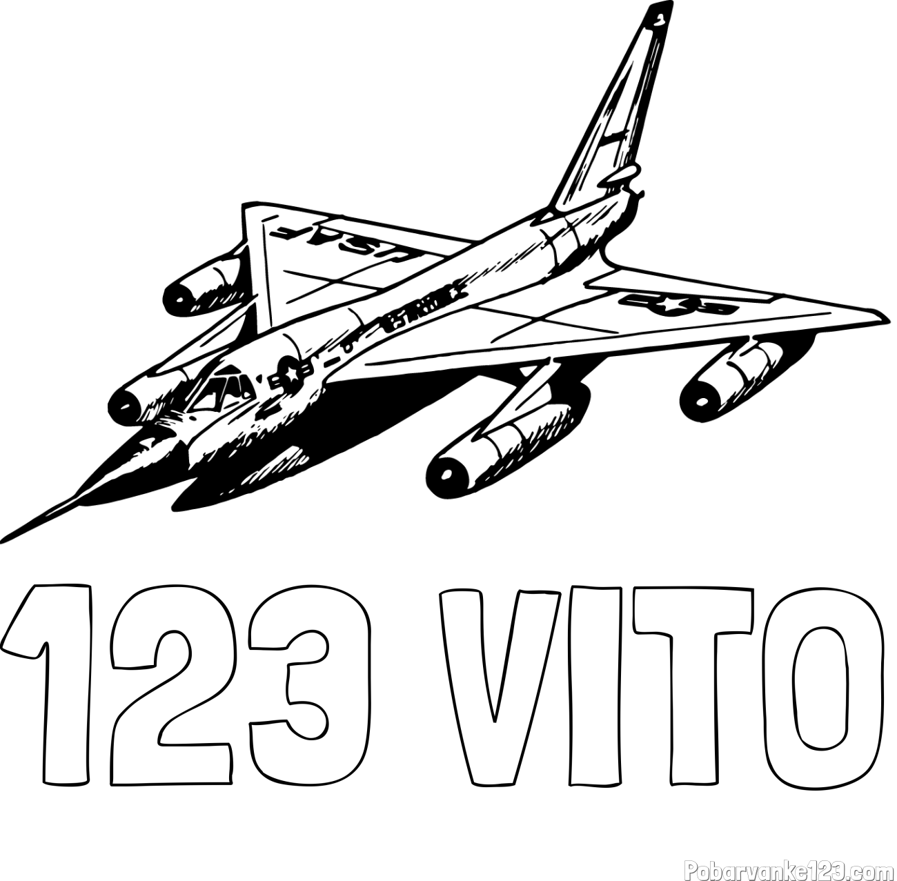 Pobarvanka imena 123 VITO in pobarvanka vojaškega lovca