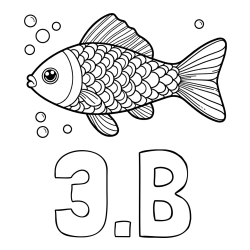 Online izdelana pobarvanka - Pobarvanka imena 3.B in pobarvanka ribe