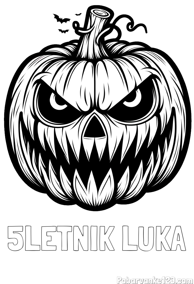 Pobarvanka imena 5-LETNIK LUKA in pobarvanka zlobne buče za noč čarovnic