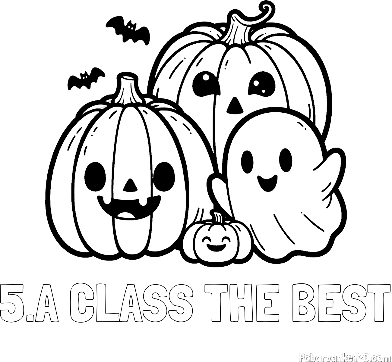 Pobarvanka imena 5.A CLASS THE BEST in pobarvanka duhca in buč za noč čarovnic