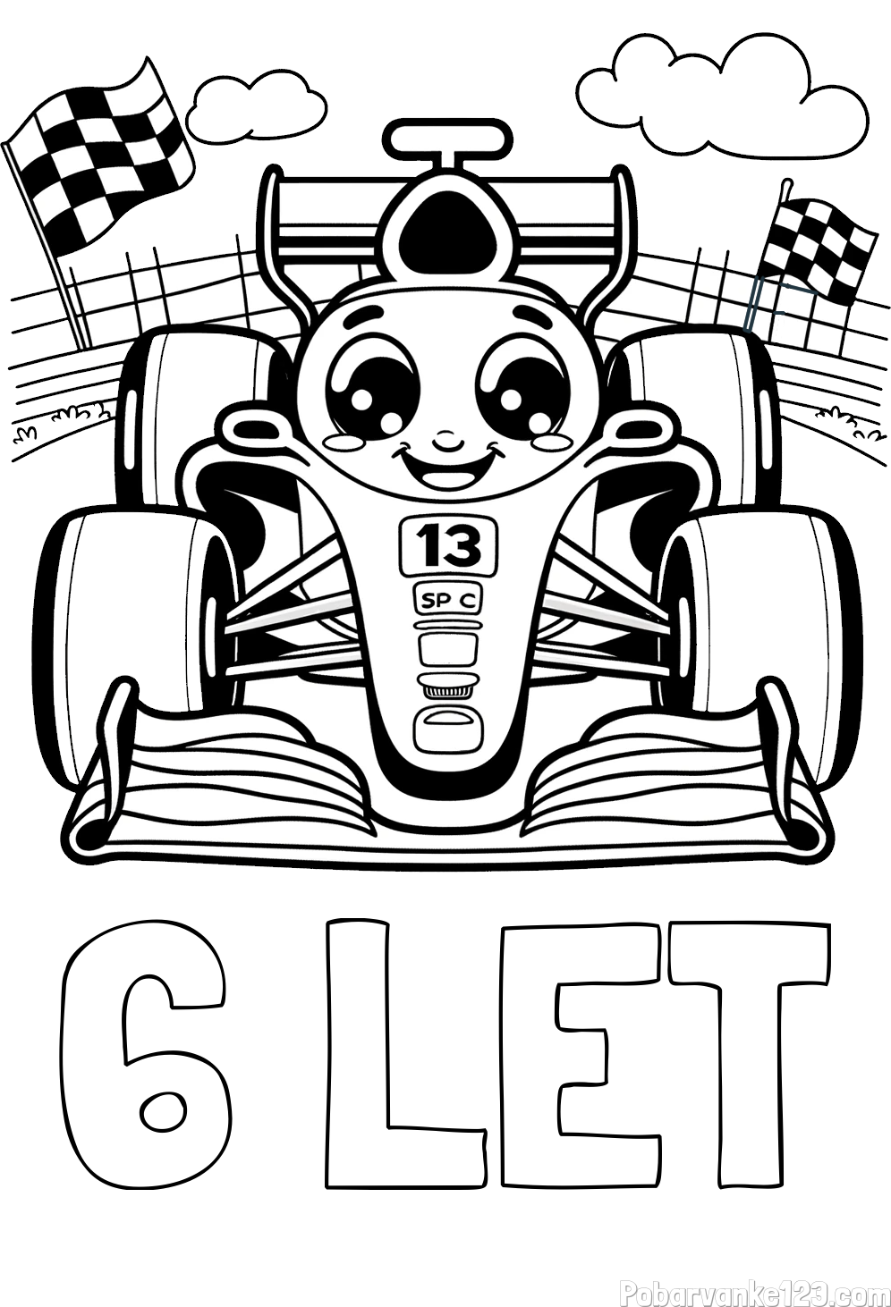 Pobarvanka imena 6 LET in otroška pobarvanka FORMULA 1