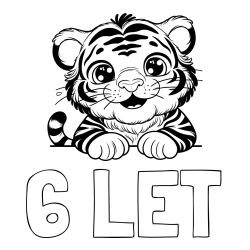 Online izdelana pobarvanka - Pobarvanka imena 6 LET in pobarvanka tigrček