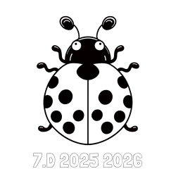 Online izdelana pobarvanka - Pobarvanka imena 7.D 2025 2026 in pobarvanka pikapolonice z velikimi tipalkami