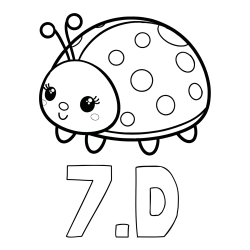 Online izdelana pobarvanka - Pobarvanka imena 7.D in pobarvanka ljubke pikapolonice