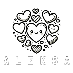 Online izdelana pobarvanka - Pobarvanka imena A   L   E   K   S   A in pobarvanka srčkov