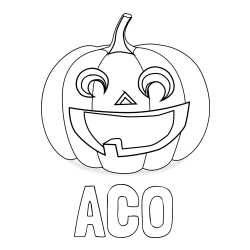 Online izdelana pobarvanka - Pobarvanka imena ACO in pobarvanka nasmejane buče za noč čarovnic