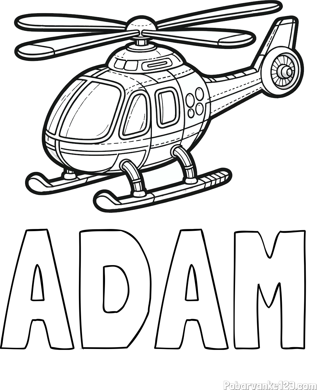 Pobarvanka imena ADAM in pobarvanka helikopterja