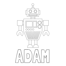 Online izdelana pobarvanka - Pobarvanka imena ADAM in pobarvanka robota z anteno