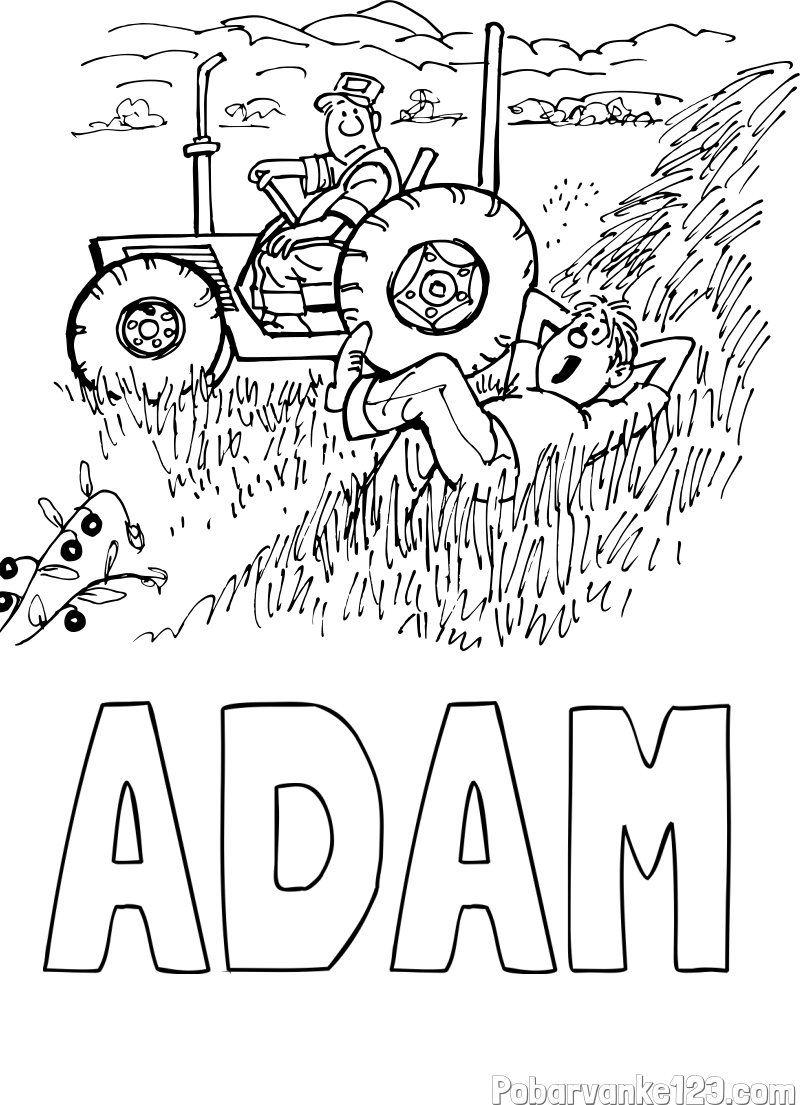 Pobarvanka imena ADAM in pobarvanka traktor