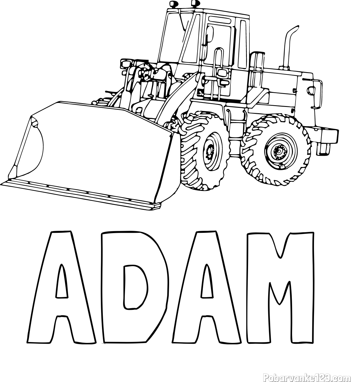 Pobarvanka imena ADAM in pobarvanka velikega bagra