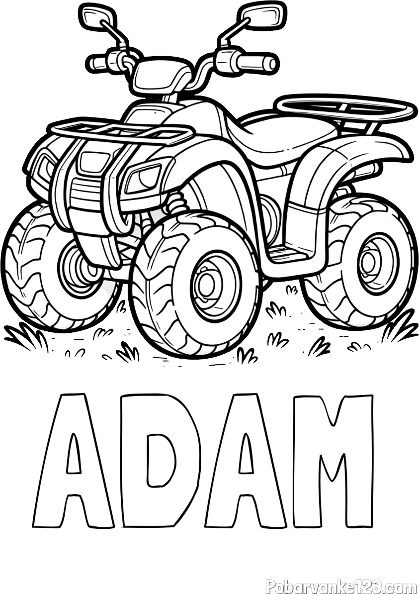 Pobarvanka imena ADAM in pobarvanka velikega štirikolesnika
