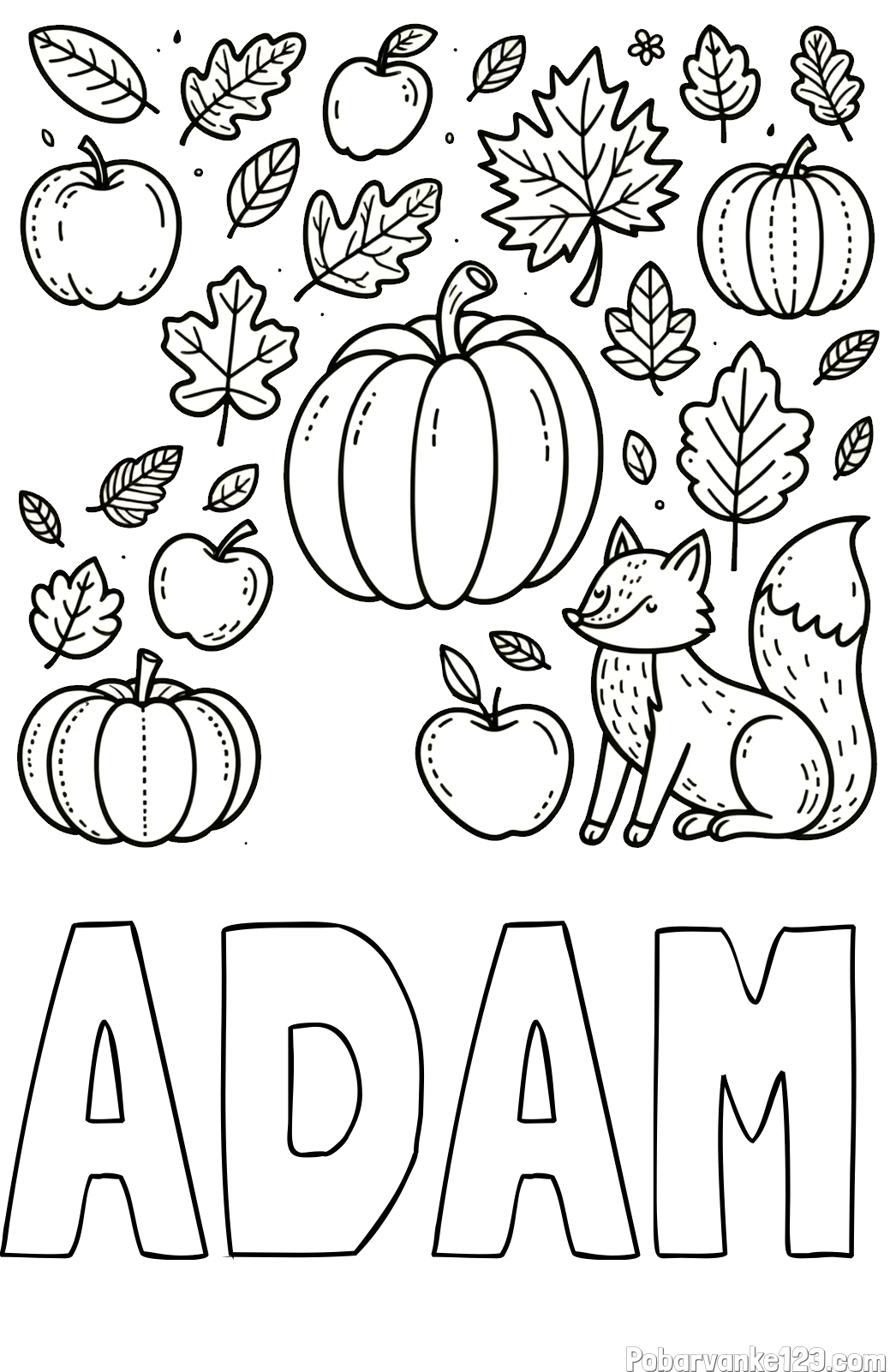 Pobarvanka imena ADAM in pobarvanka z motivom jeseni