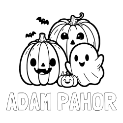 Online izdelana pobarvanka - Pobarvanka imena ADAM PAHOR in pobarvanka duhca in buč za noč čarovnic