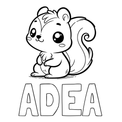 Online izdelana pobarvanka - Pobarvanka imena ADEA in pobarvanka veverice