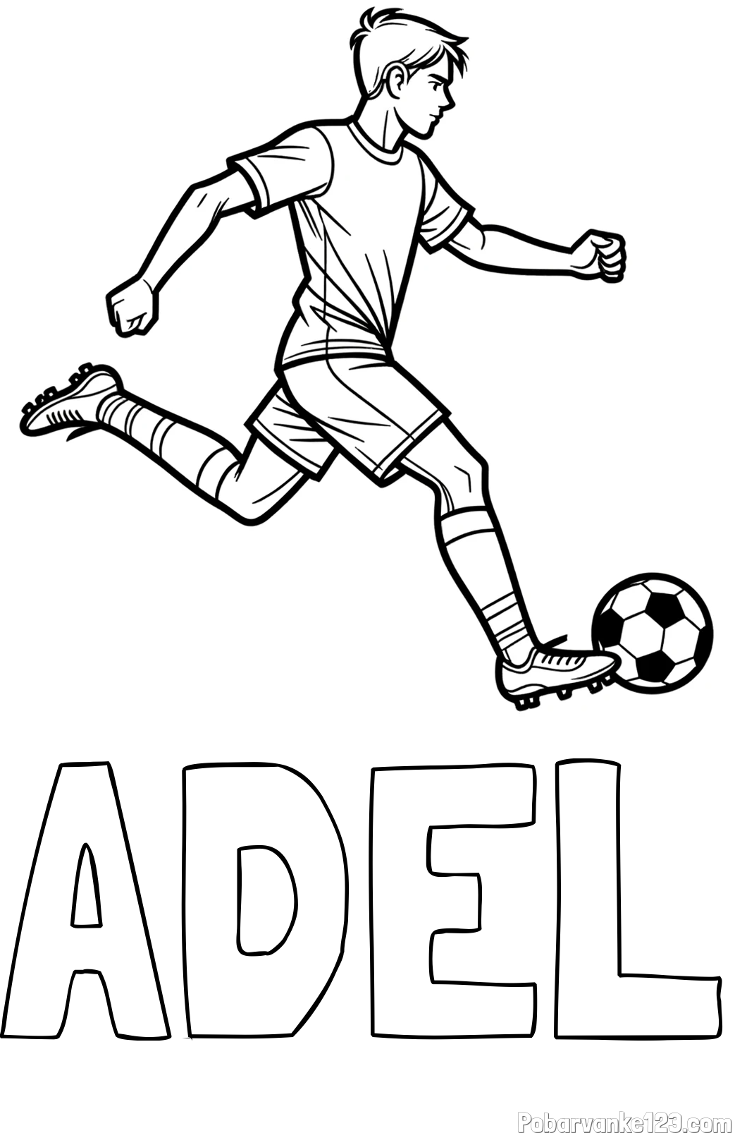Pobarvanka imena ADEL in pobarvanka nogometaša v napadu