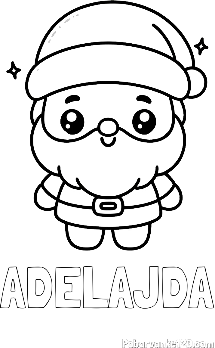 Pobarvanka imena ADELAJDA in enostavna otroška pobarvanka Božička
