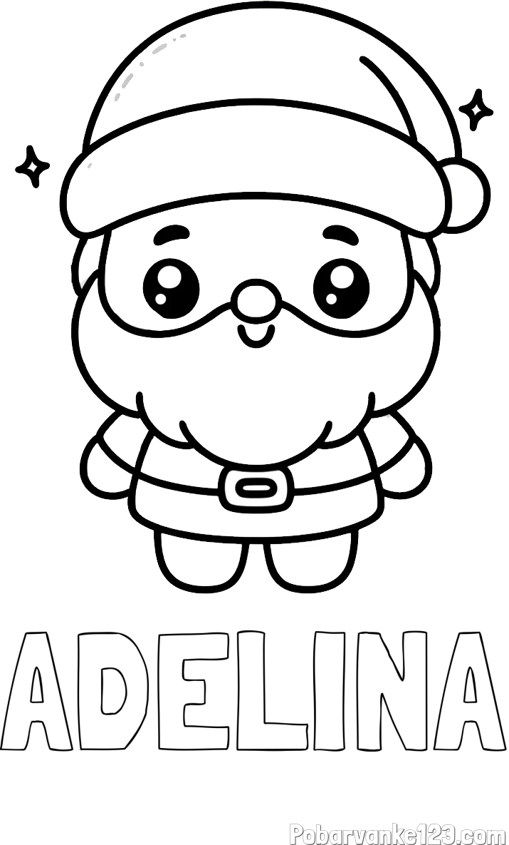 Pobarvanka imena ADELINA in enostavna otroška pobarvanka Božička