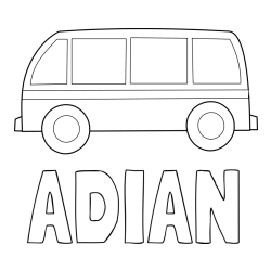 Online izdelana pobarvanka - Pobarvanka imena ADIAN in avtobus