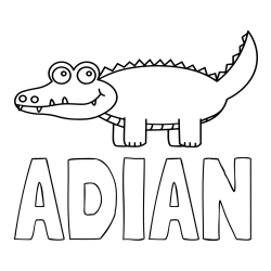 Online izdelana pobarvanka - Pobarvanka imena ADIAN in pobarvanka krokodilčka