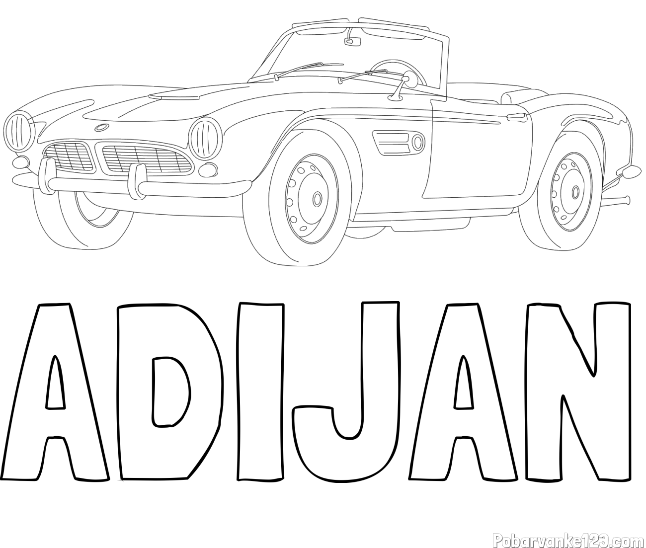 Pobarvanka imena ADIJAN in pobarvnaka starega BMW