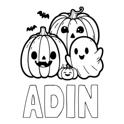 Online izdelana pobarvanka - Pobarvanka imena ADIN in pobarvanka duhca in buč za noč čarovnic