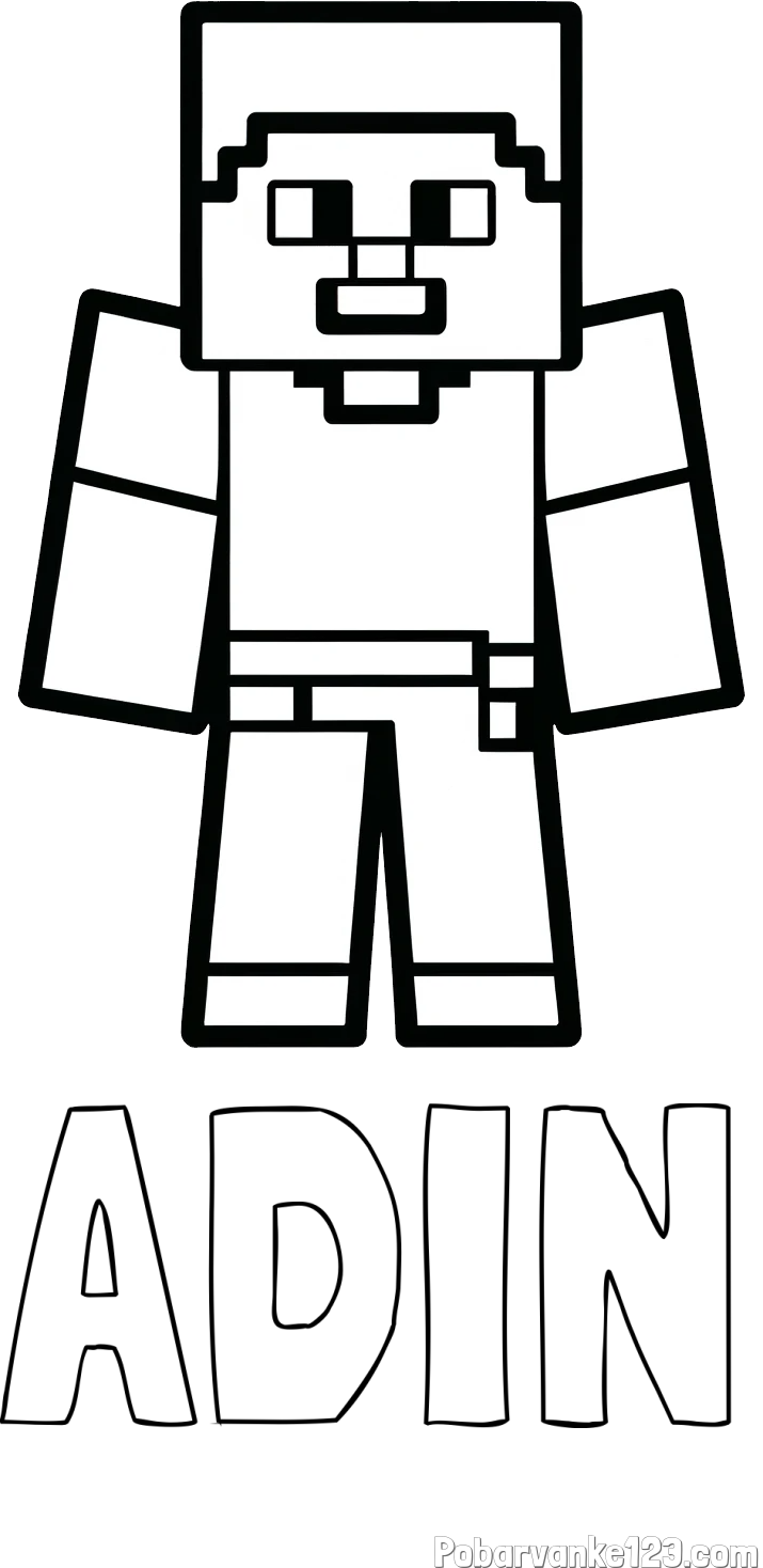 Pobarvanka imena ADIN in pobarvanka Minecraft figurice
