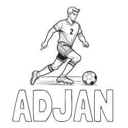 Online izdelana pobarvanka - Pobarvanka imena ADJAN in pobarvanka nogometaša