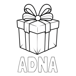 Online izdelana pobarvanka - Pobarvanka imena ADNA in pobarvanka darilne škatle s pentljo