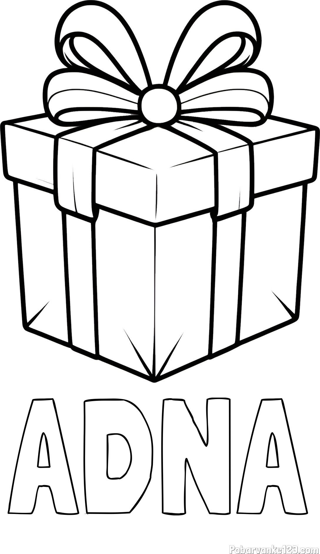Pobarvanka imena ADNA in pobarvanka darilne škatle s pentljo
