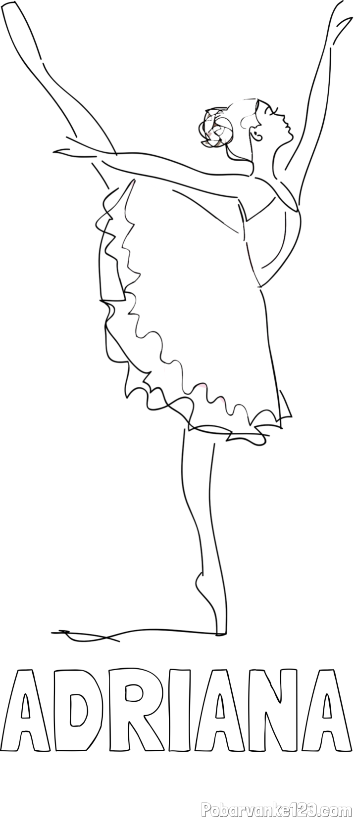 Pobarvanka imena ADRIANA in pobarvanka ljubke baletke