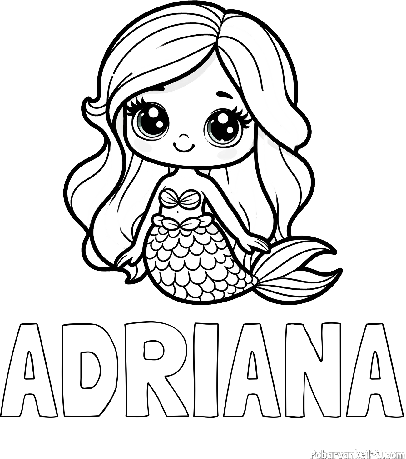 Pobarvanka imena ADRIANA in pobarvanka prikupne morske deklice