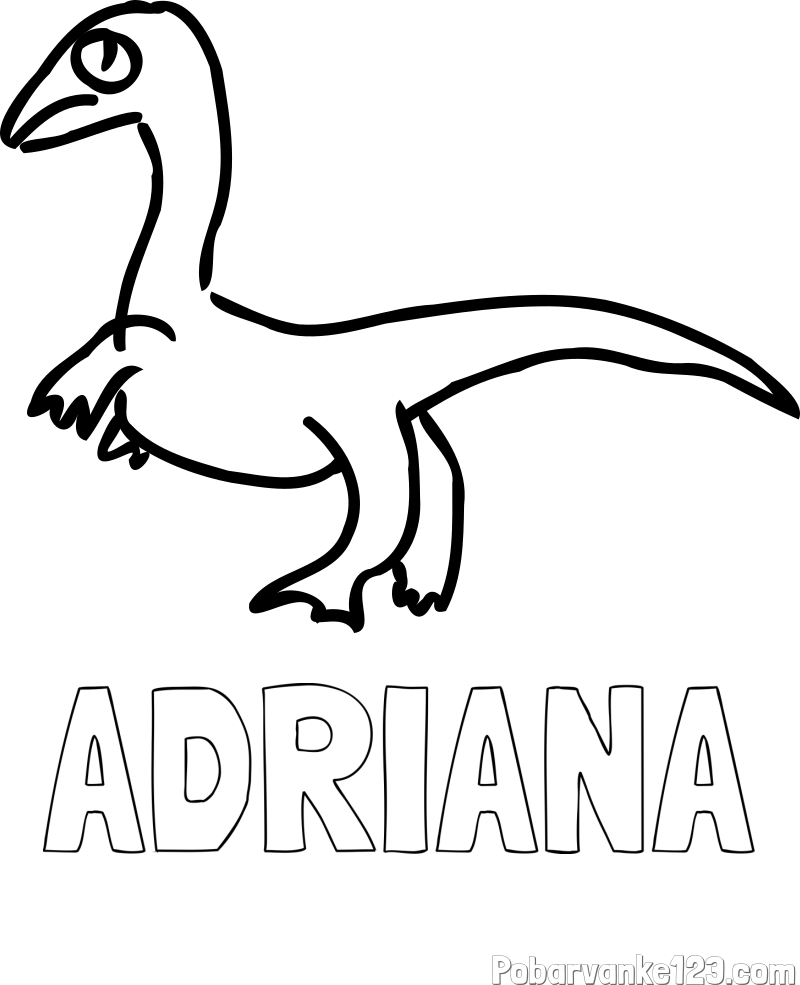 Pobarvanka imena ADRIANA in pobarvanka žalostnega dinozavra