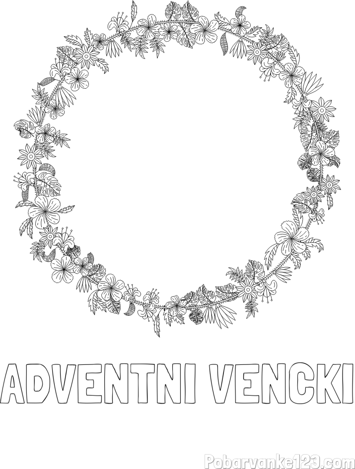Pobarvanka imena ADVENTNI VENČKI in pobarvanka adventni venček
