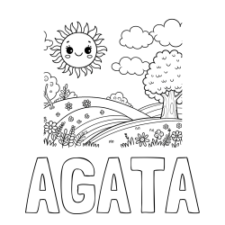 Online izdelana pobarvanka - Pobarvanka imena AGATA in otroška pobarvanka narave