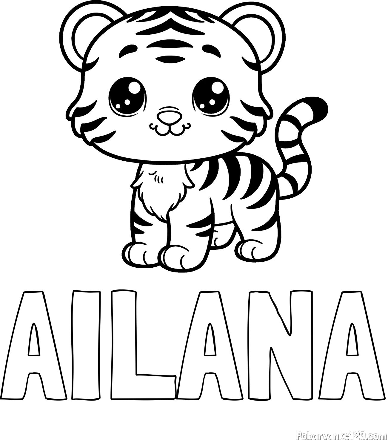 Pobarvanka imena AILANA in pobarvanka ljubkega tigrčka