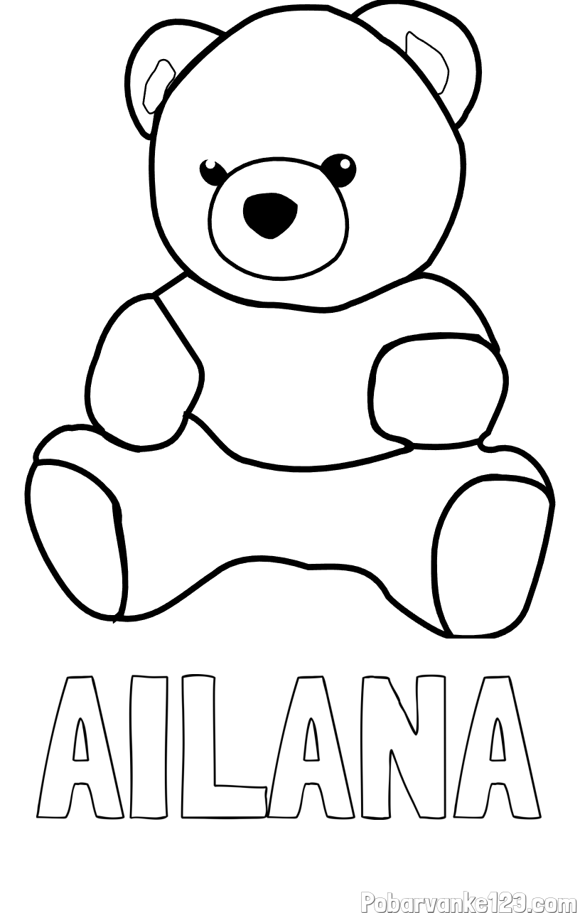 Pobarvanka imena AILANA in pobarvanka medvedka